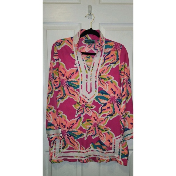 Southern Frock Tops - Southern Frock Tunic Top Size Small Womens Long Sleeve Bright Colorful EUC
